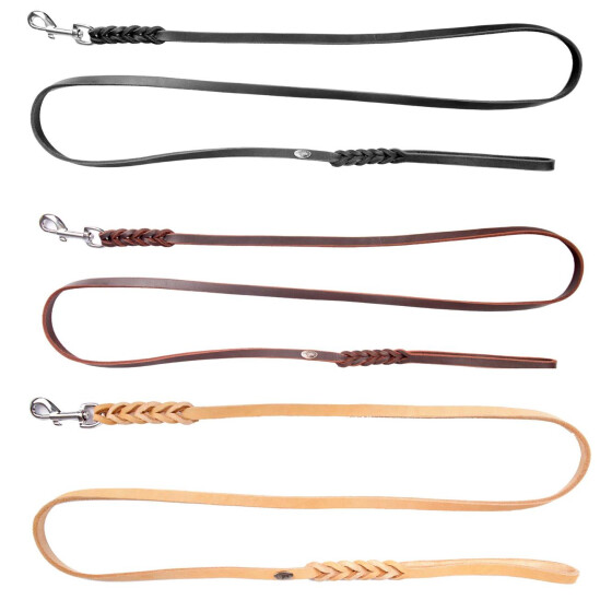 Fettlederleine mit Handschlaufe und Karabinerhaken, geflochten