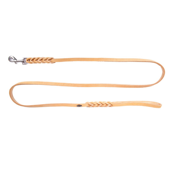 Fettlederleine mit Handschlaufe und Karabinerhaken Breite 18 mm, Gesamtlänge: 1,8 m Farbe: natur