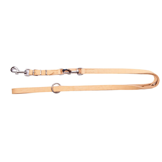 Hundeleine aus Leder verstellbar, stabil vernäht, mit ausgewechselbarem Karabiner Breite 20 mm, Gesamtlänge: 2,2 m Farbe: natur