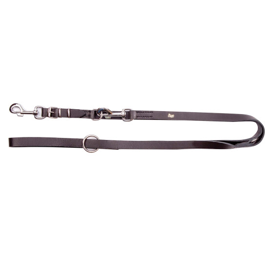 Hundeleine aus Leder verstellbar, stabil vernäht, mit ausgewechselbarem Karabiner Breite 20 mm, Gesamtlänge: 2,2 m Farbe: schwarz