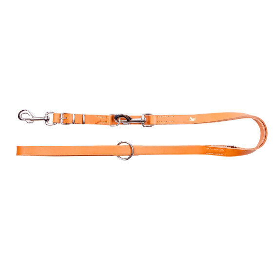 Hundeleine aus Leder verstellbar, stabil vernäht, mit auswechselbarem Karabiner Breite 25 mm, Gesamtlänge: 2,2 m Farbe: natur