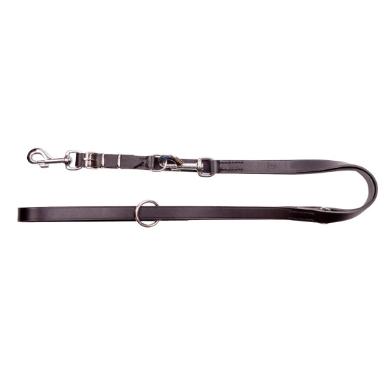 Hundeleine aus Leder verstellbar, stabil vernäht, mit auswechselbarem Karabiner Breite 25 mm, Gesamtlänge: 2,2 m Farbe: schwarz