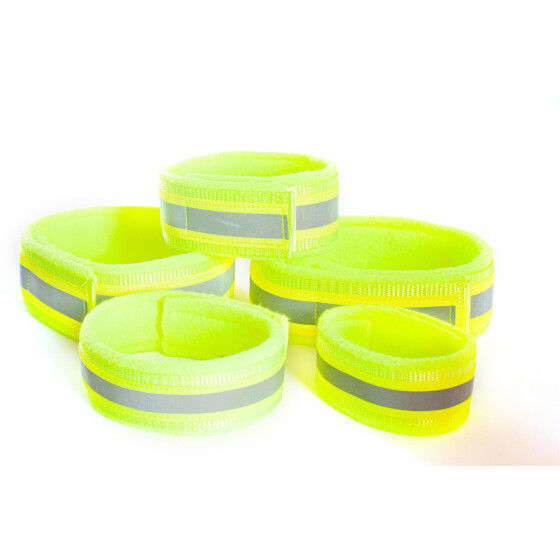 Reflektorhalsband mit Klettverschluss, neongelb in verschiedenen Größen.