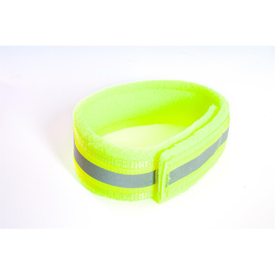 Reflektorhalsband mit Klettverschluss, neongelb, 5 cm breit, 42 cm lang