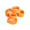 Reflektorhalsband mit Klettverschluss, neonorange in verschiedenen Größen.