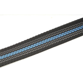 Leine, gummiert, 20mm breit,  ohne Handschlaufe schwarz-blau 1m