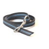 Leine, gummiert, 20mm breit,  ohne Handschlaufe schwarz-blau 1m