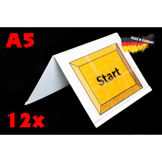 12 Doppel-Schilderhalter für A5-Querformat-Schilder,  Rally-Obedience, beidseitig nutzbar mit zwei Gummies