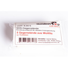 Suchgegenstände, Trainingsgegenstände SHS - 5 Stück im Druckverschlussbeutel