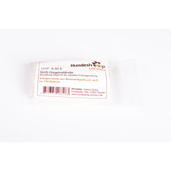 Suchgegenstände, Trainingsgegenstände SHS - 5 Stück im Druckverschlussbeutel Baumwolle, weiss