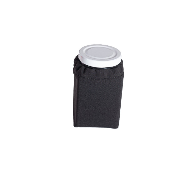 Eckiges Glas mit Softshell-Überzug und Baumwolltuch schwarz