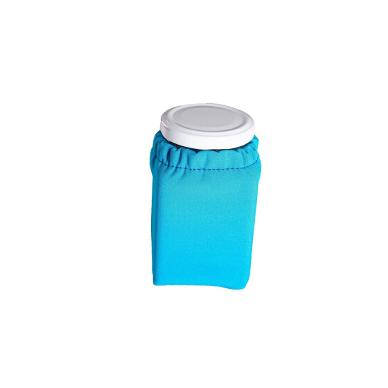 Eckiges Glas mit Softshell-Überzug und Baumwolltuch türkis