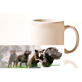 Tasse mit Rasseaufdruck, Porzellan, weiß, mit Panoramafotodruck