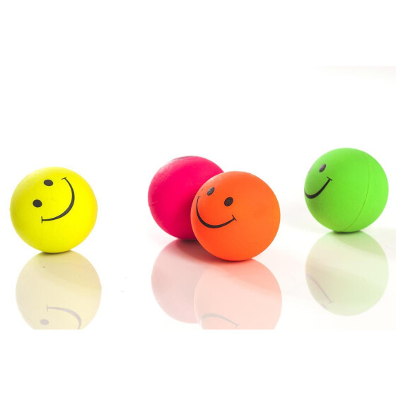 4er-Set Smilley-Moosgummibälle, 72mm
