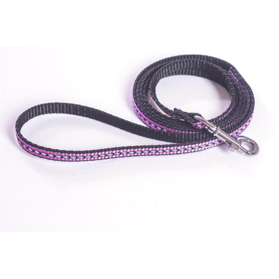 Leine, mit Reflektorstreifen, 1,2m lang, 10mm breit, rosa, mit Handschlaufe