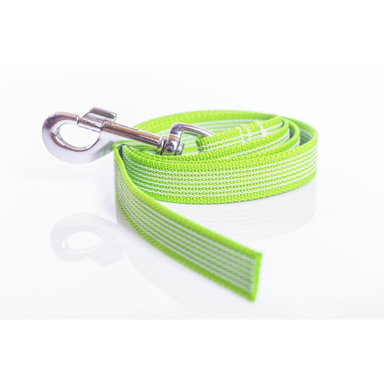 Leine, gummiert, 20mm breit,  ohne Handschlaufe grasgrün 1m