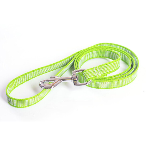 Leine, gummiert, 20mm breit,  mit Handschlaufe grasgrün, 1,2m