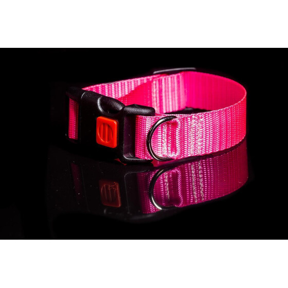 Halsband aus Gurtband neonfarben Steckschließer 2,5cm neonpink