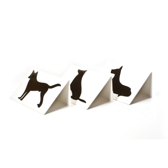 Schilderset, mit Symbolen für Sitz, Platz und Steh in drei Farben und zwei Materialen weiß PVC