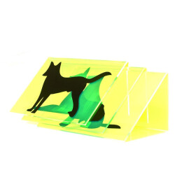 Obedience Schilderset, mit Symbolen für Sitz, Platz und Steh  neongrün Acrylglas