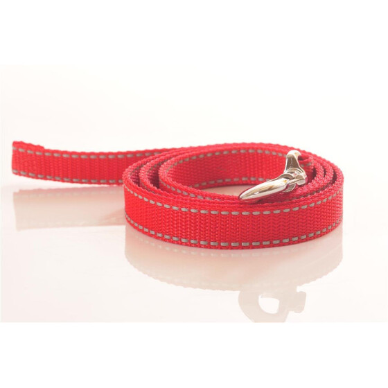 Leine, 20mm breit,  ca. 1m lang ohne Handschlaufe, reflektierend rot