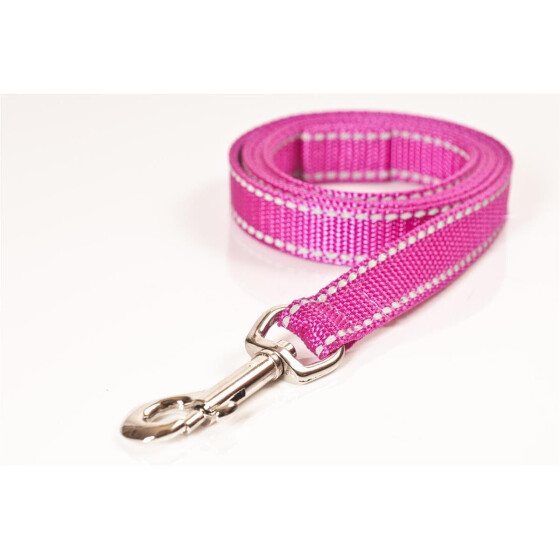 Leine, 20mm breit,  ca. 1m lang ohne Handschlaufe, reflektierend pink