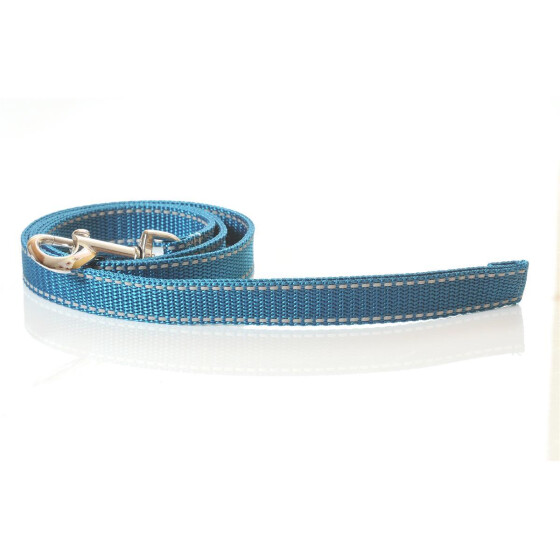 Leine, 20mm breit,  ca. 1m lang ohne Handschlaufe, reflektierend azurblau