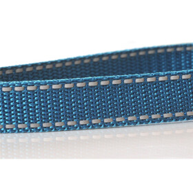 Leine, 20mm breit,  ca. 1m lang ohne Handschlaufe, reflektierend azurblau