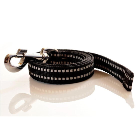 Leine, 20mm breit,  ca. 1m lang ohne Handschlaufe, reflektierend schwarz