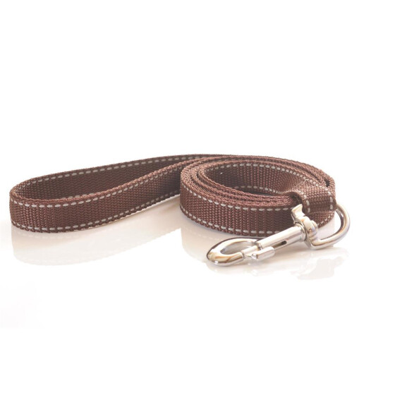 Leine, 20mm breit, ca. 1,2m lang, mit Handschlaufe, reflektierend braun