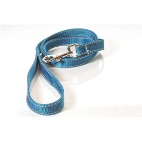 Leine, 20mm breit, ca. 1,2m lang, mit Handschlaufe, reflektierend azurblau