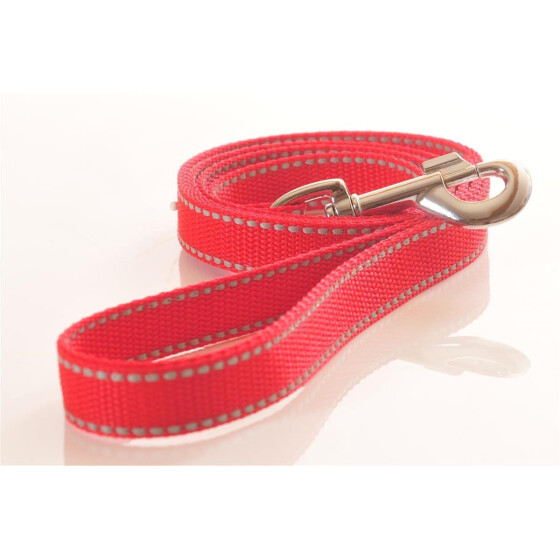 Leine, 20mm breit, ca. 1,2m lang, mit Handschlaufe, reflektierende rot