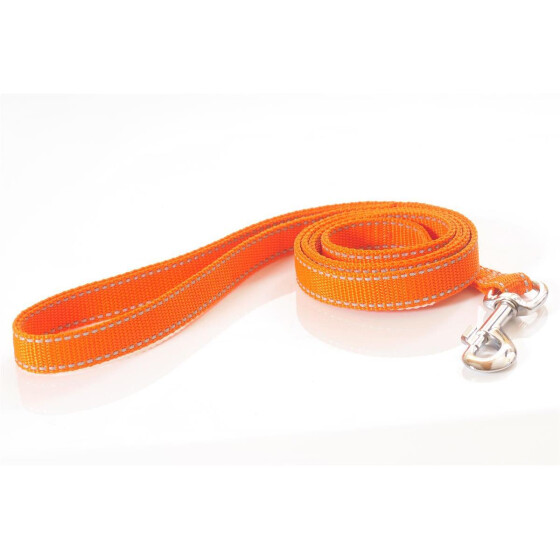 Leine, 20mm breit, ca. 1,2m lang, mit Handschlaufe, reflektierend orange