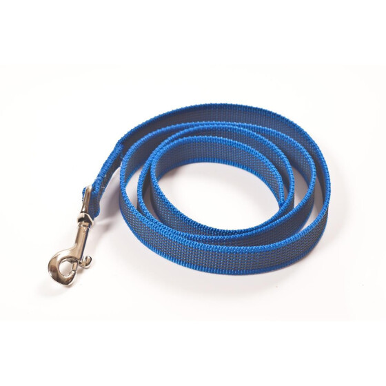 Leine, gummiert, 20mm breit,  ohne Handschlaufe Farbe: blau Länge: 1m