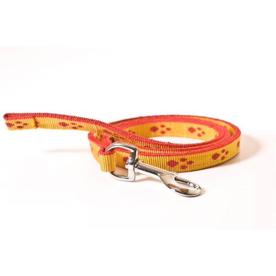 Leine mit Pfotenmuster, 1m lang, ohne Handschlaufe Farbe: gelb-rot Breite: 15mm