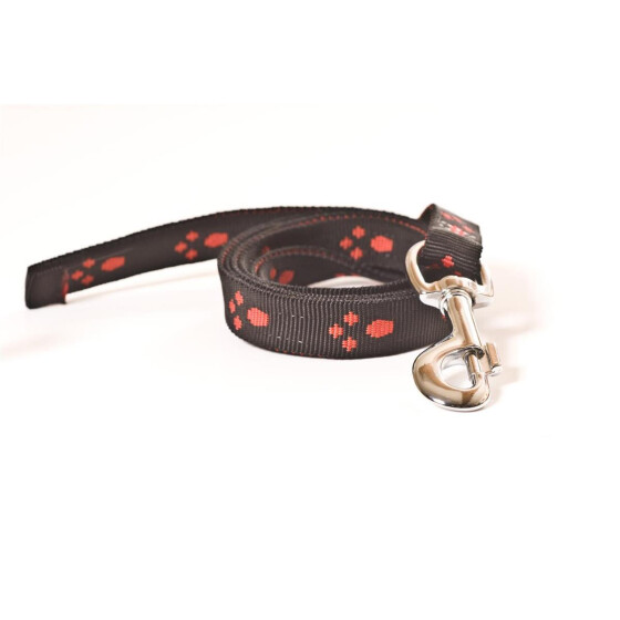 Leine mit Pfotenmuster, 1m lang, ohne Handschlaufe Farbe: schwarz-rot Breite: 20mm